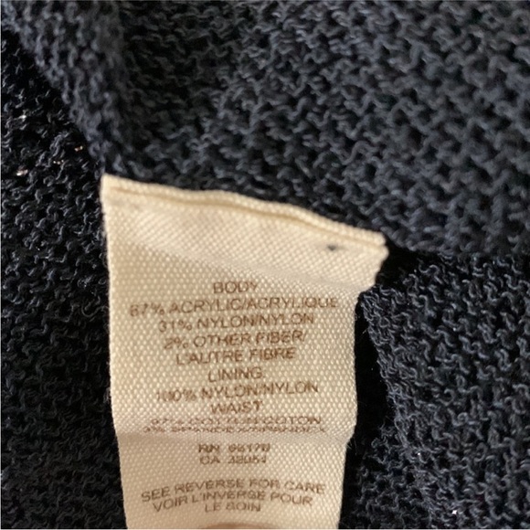 Free People FP knit navy blue skirt mini striped sparkly metallic fun flare sz L - Picture 11 of 13